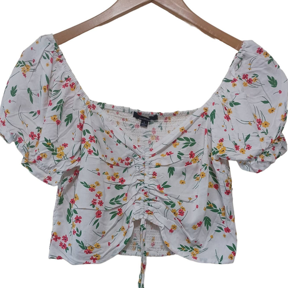 Ambiance ruched floral crop top size L